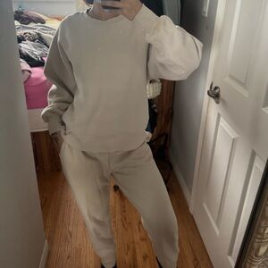 TNA Cream Fleece Sweatshirt and Sweatpants